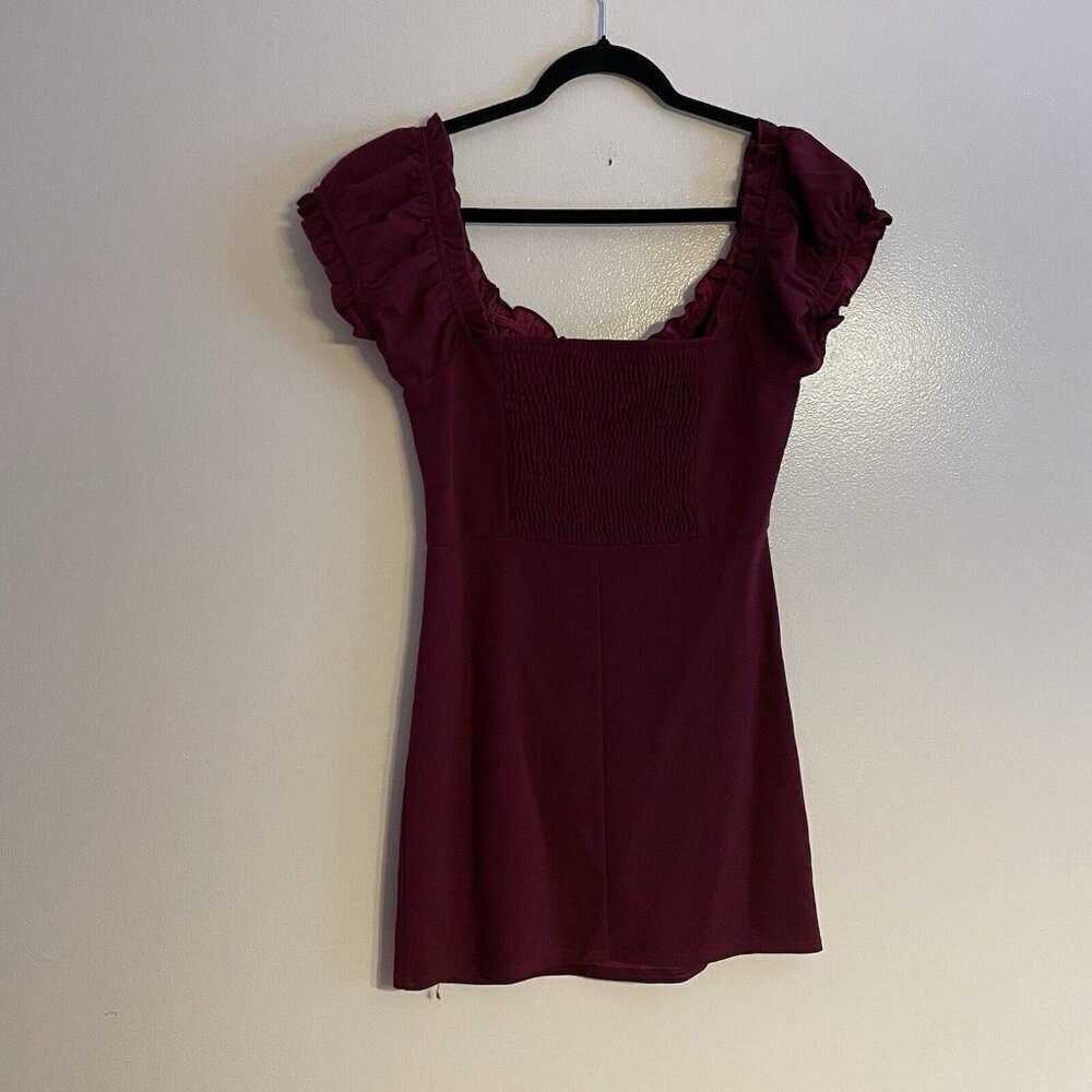 LA Hearts PacSun Women M Burgundy Y2K Square Neck Shirred Bodycon Mini Dress NWT - Picture 14 of 15